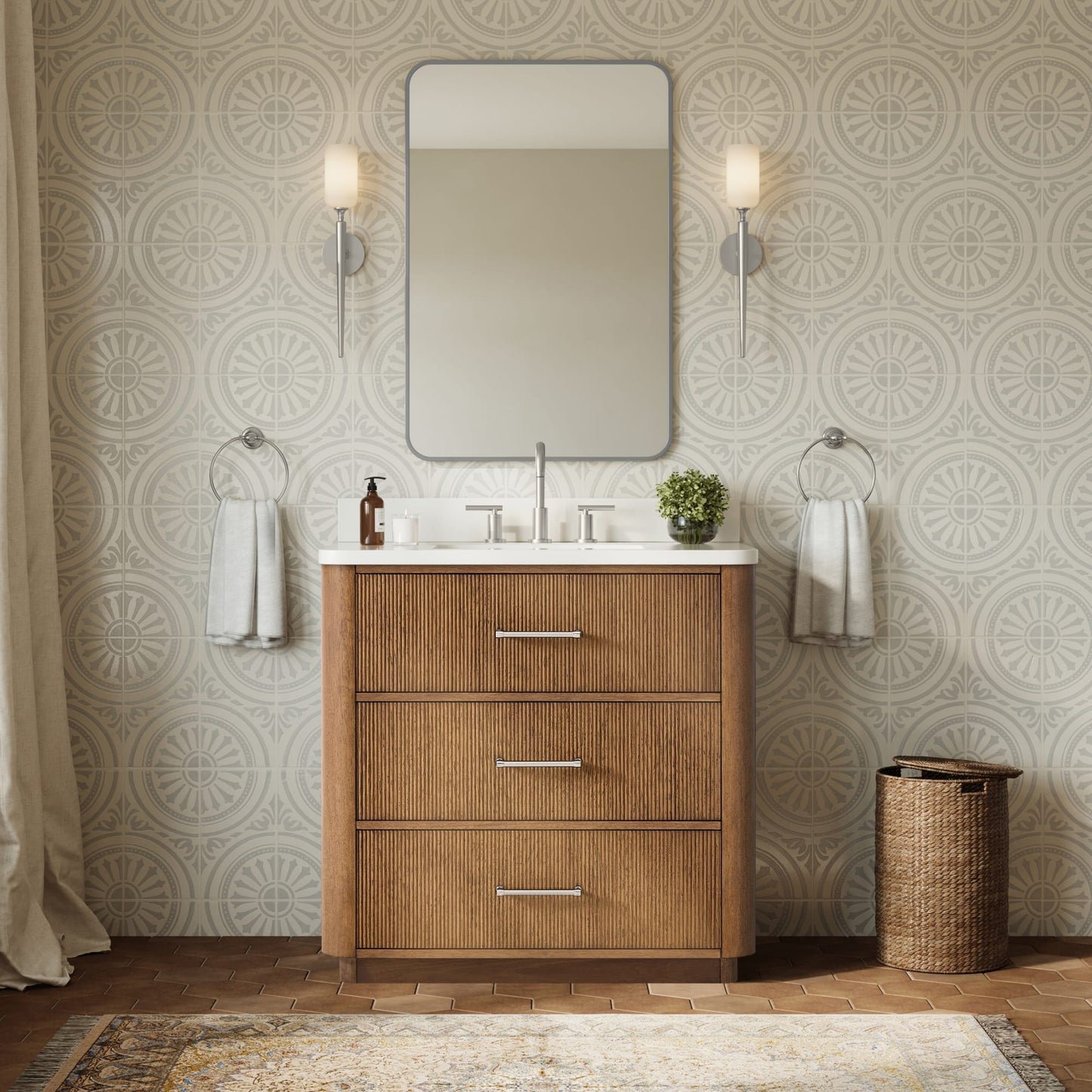 Francesca Bathroom Vanity with Countertop 36 inch Single Sink 3-hole Faucet Setup