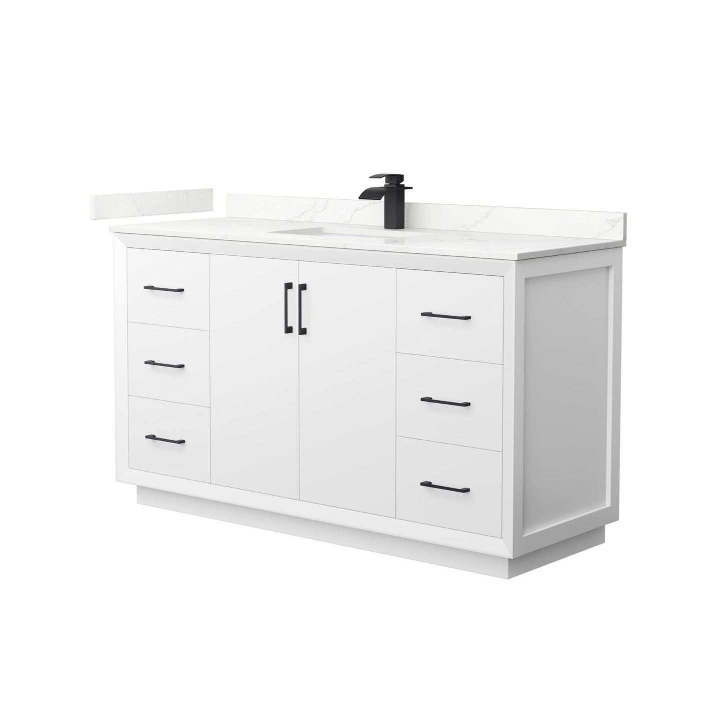 Strada Bathroom Vanity with Countertop 60 inch Single Sink Single hole Faucet Setup