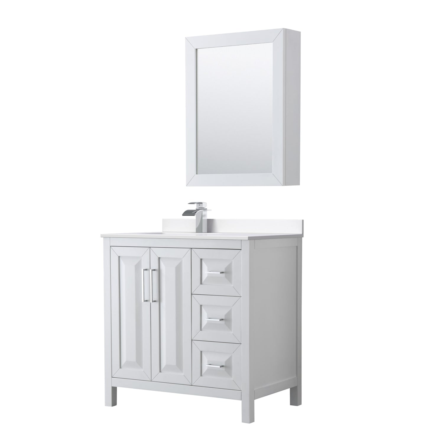 Daria Bathroom Vanity with Countertop 36 inch Single Sink Single hole Faucet Setup