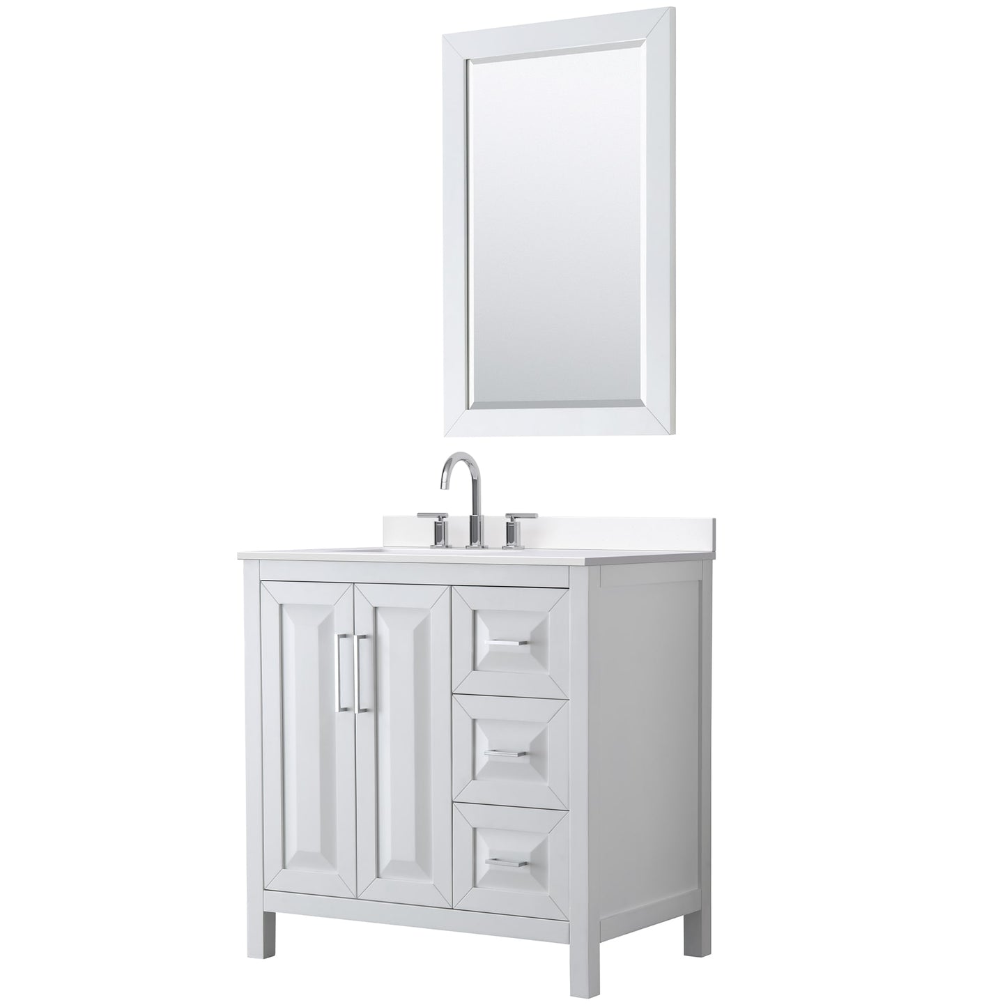 Daria Bathroom Vanity with Countertop 36 inch Single Sink 3-hole Faucet Setup