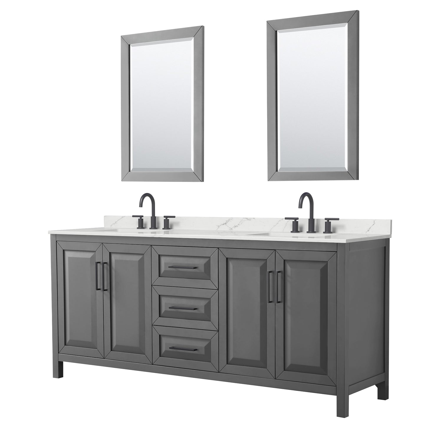 Daria Bathroom Vanity with Countertop 80 inch Double Sink 3-hole Faucet Setup