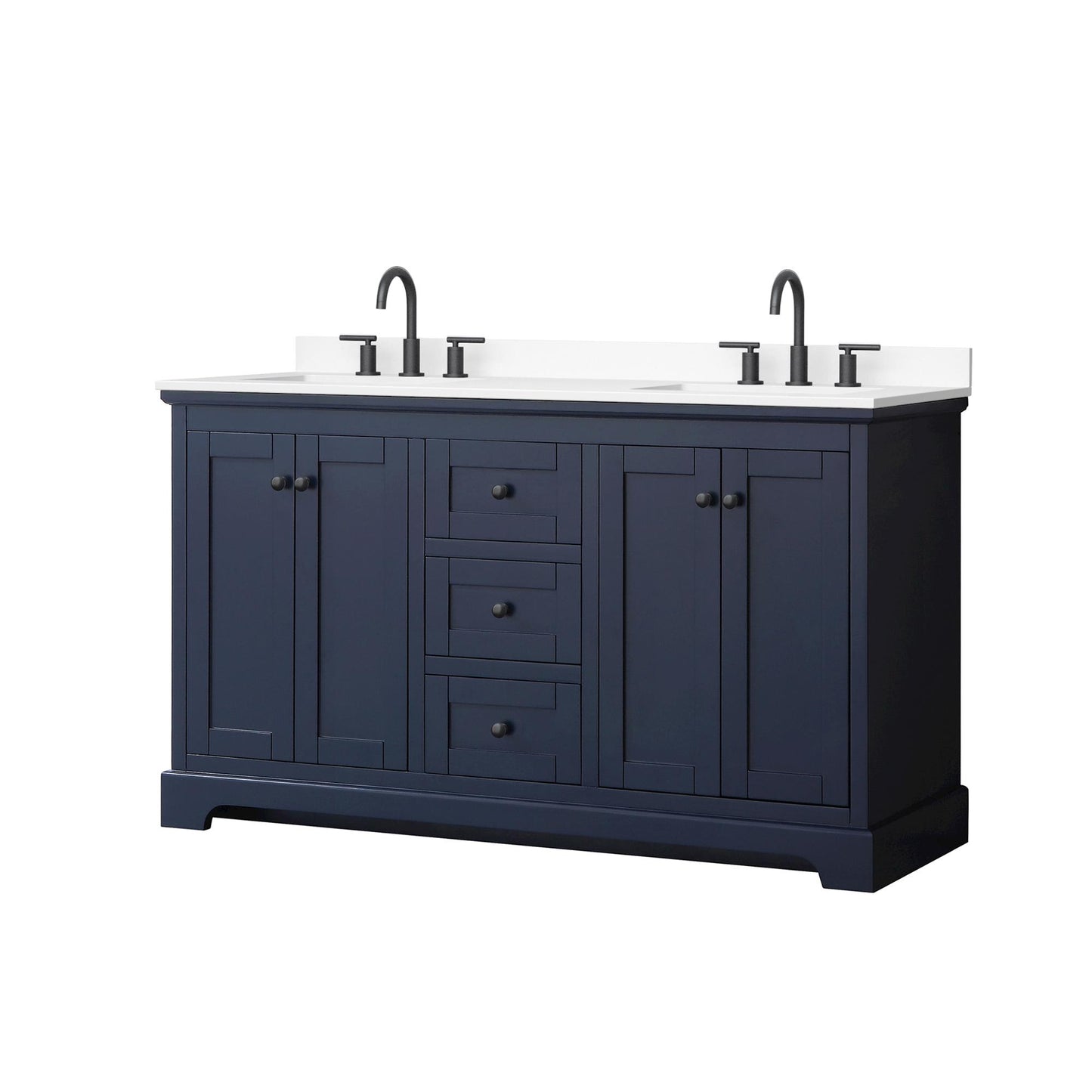 Avery Bathroom Vanity with Countertop 60 inch Double Sink 3-hole Faucet Setup