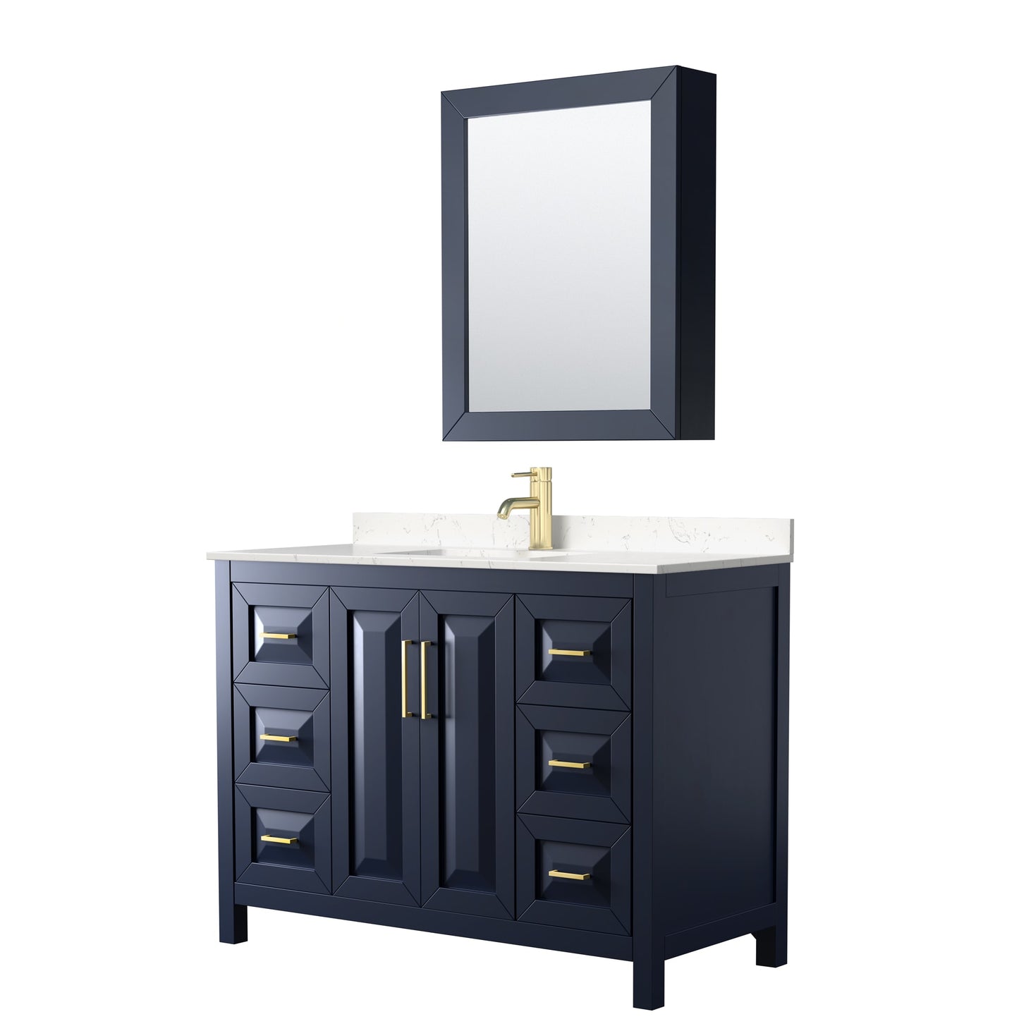 Daria Bathroom Vanity with Countertop 48 inch Single Sink Single hole Faucet Setup