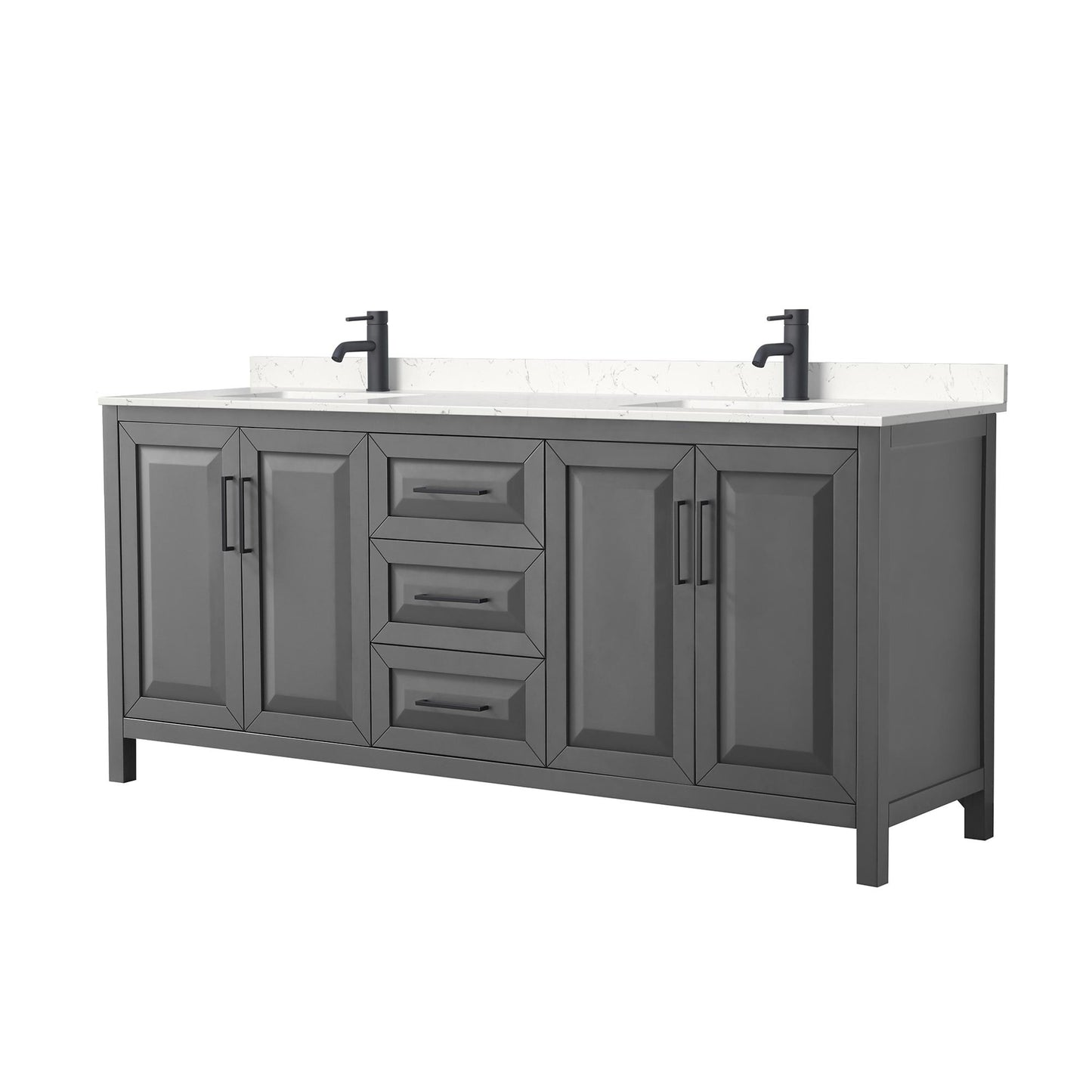 Daria Bathroom Vanity with Countertop 80 inch Double Sink Single hole Faucet Setup