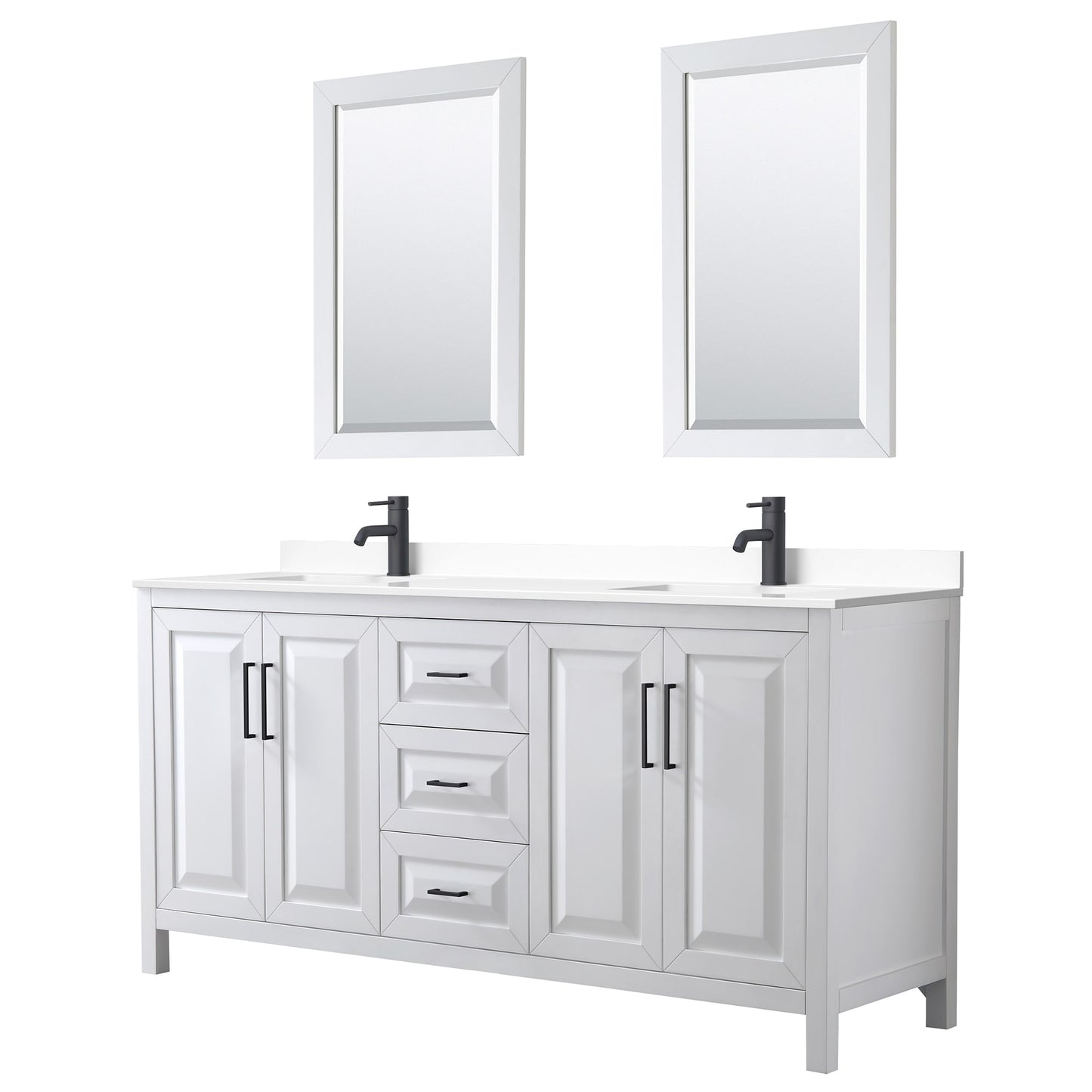 Daria Bathroom Vanity with Countertop 72 inch Double Sink Single hole Faucet Setup