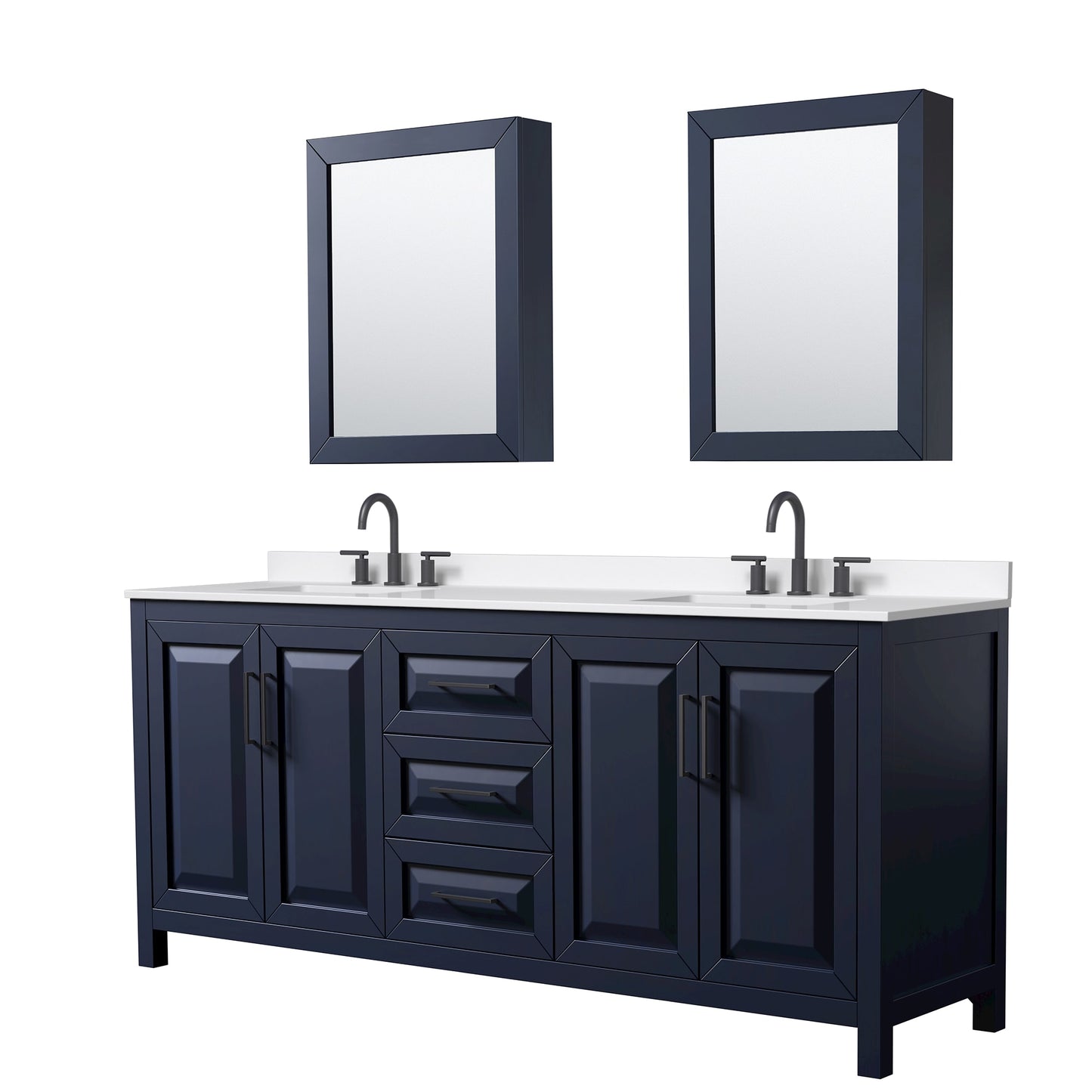 Daria Bathroom Vanity with Countertop 80 inch Double Sink 3-hole Faucet Setup