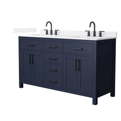Beckett Bathroom Vanity with Countertop 60 inch Double Sink 3-hole Faucet Setup
