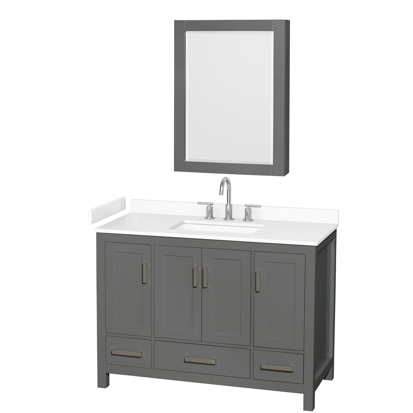 Sheffield Bathroom Vanity with Countertop 48 inch Single Sink 3-hole Faucet Setup