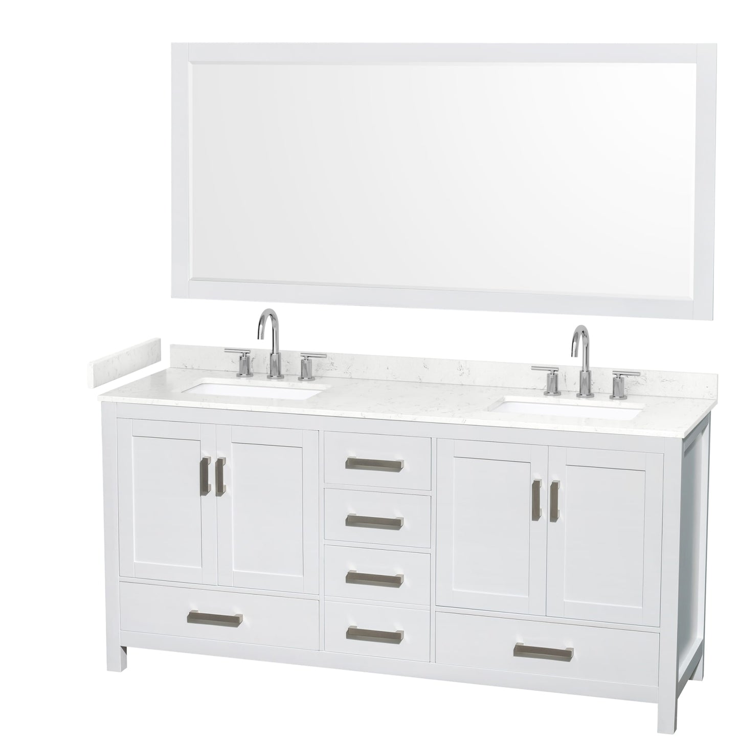Sheffield Bathroom Vanity with Countertop 72 inch Double Sink 3-hole Faucet Setup