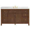 Custom image for Dark Walnut with Brushed Gold Trim / Carrara Cultured Marble / No Mirror