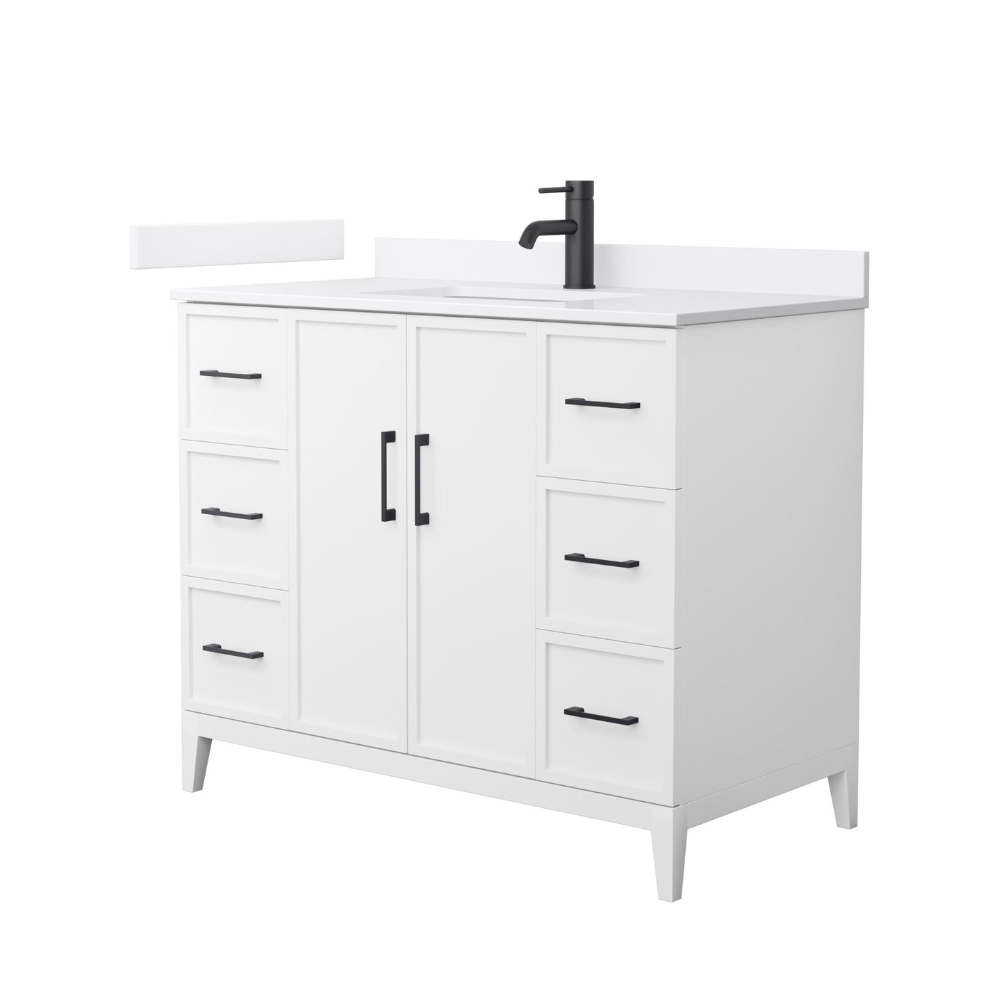 Elan Bathroom Vanity with Countertop 42 inch Single Sink Single hole Faucet Setup