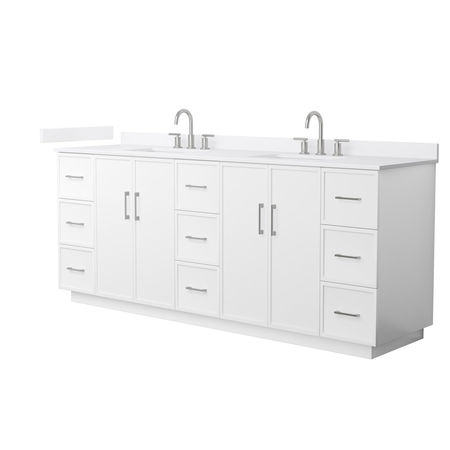 Elan TK Bathroom Vanity with Countertop 84 inch Double Sink 3-hole Faucet Setup