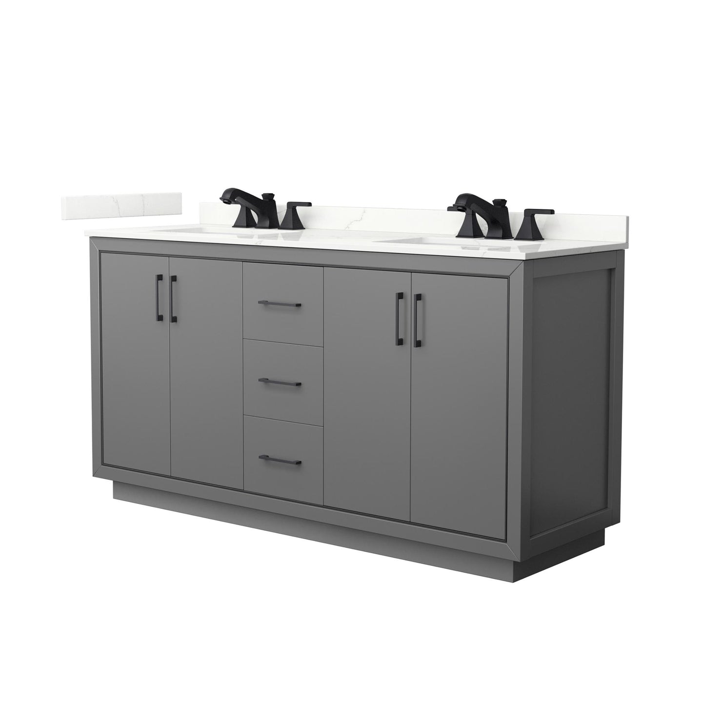 Icon Bathroom Vanity with Countertop 66 inch Double Sink 3-hole Faucet Setup