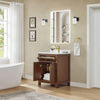 Custom image for Dark Walnut with Brushed Gold Trim / White Cultured Marble / No Mirror