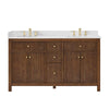 Custom image for Dark Walnut with Brushed Gold Trim / Carrara Cultured Marble / No Mirror