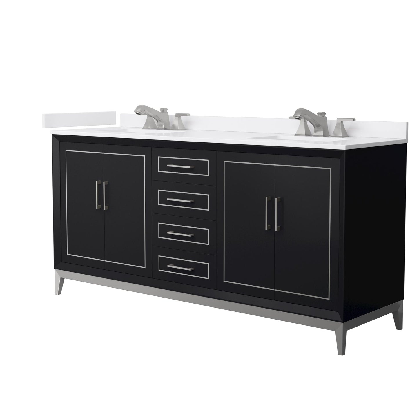 Marlena Bathroom Vanity with Countertop 72 inch Double Sink 3-hole Faucet Setup