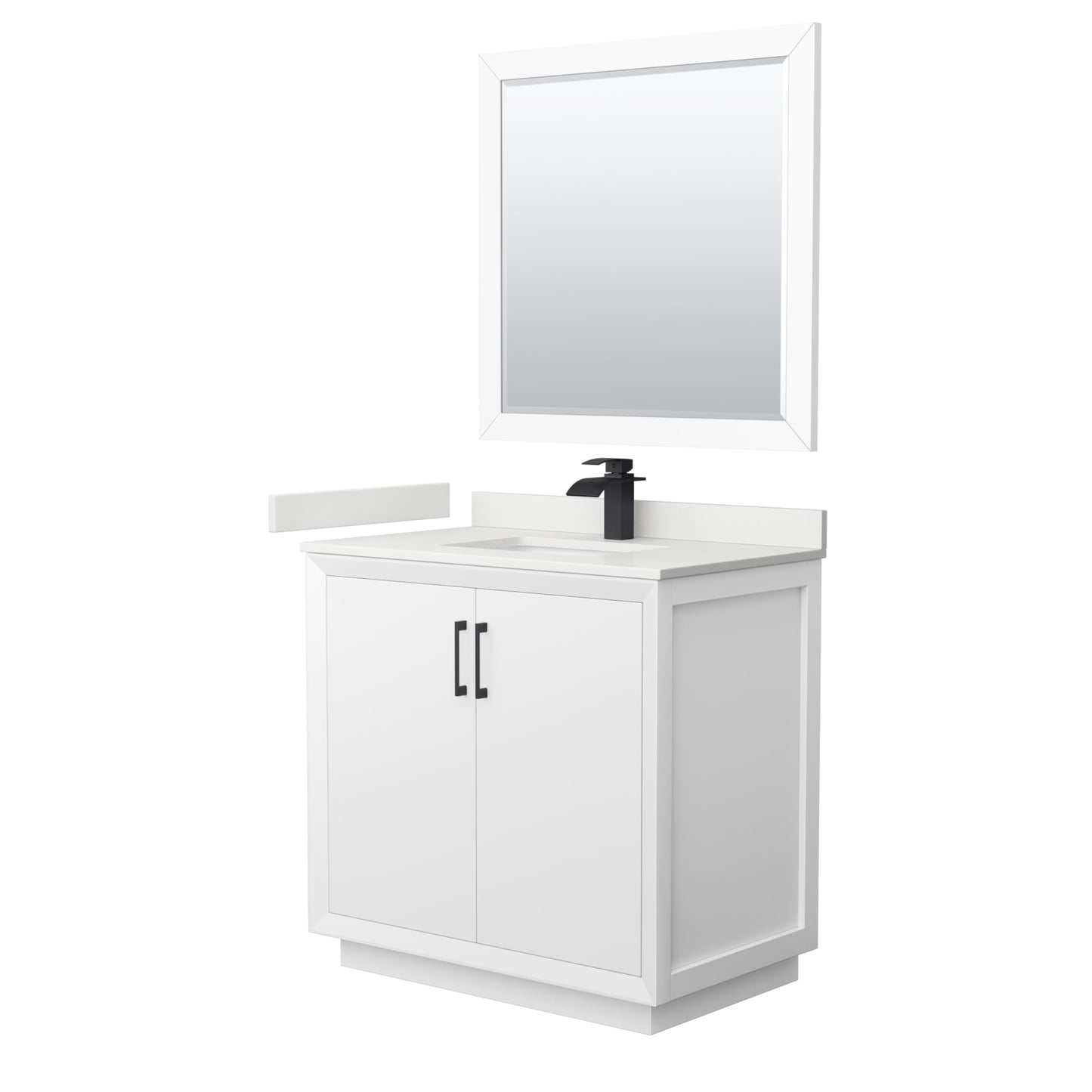 Strada Bathroom Vanity with Countertop 36 inch Single Sink Single hole Faucet Setup