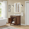 Custom image for Dark Walnut with Brushed Nickel Trim / White Quartz / No Mirror