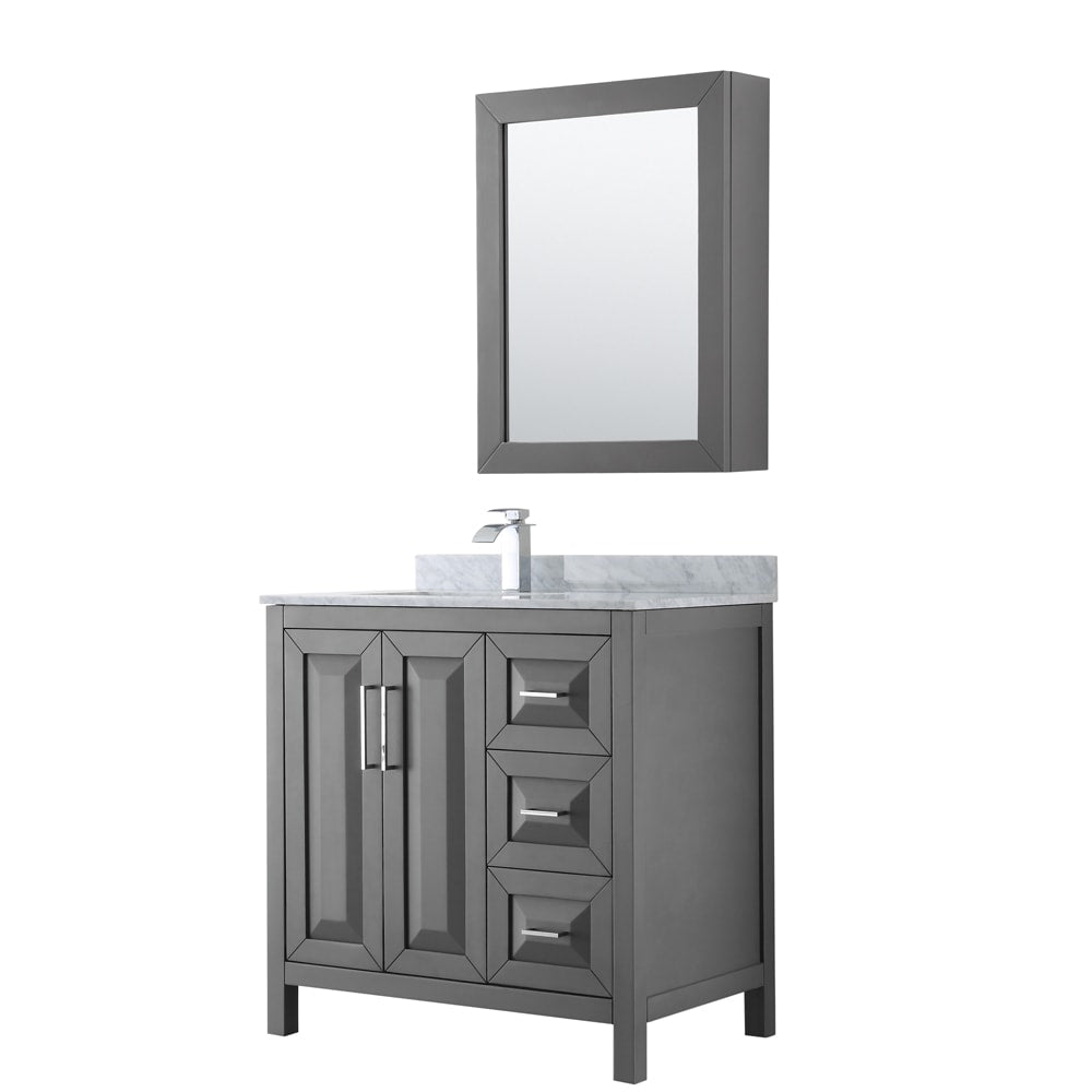 Daria Bathroom Vanity with Countertop 36 inch Single Sink Single hole Faucet Setup