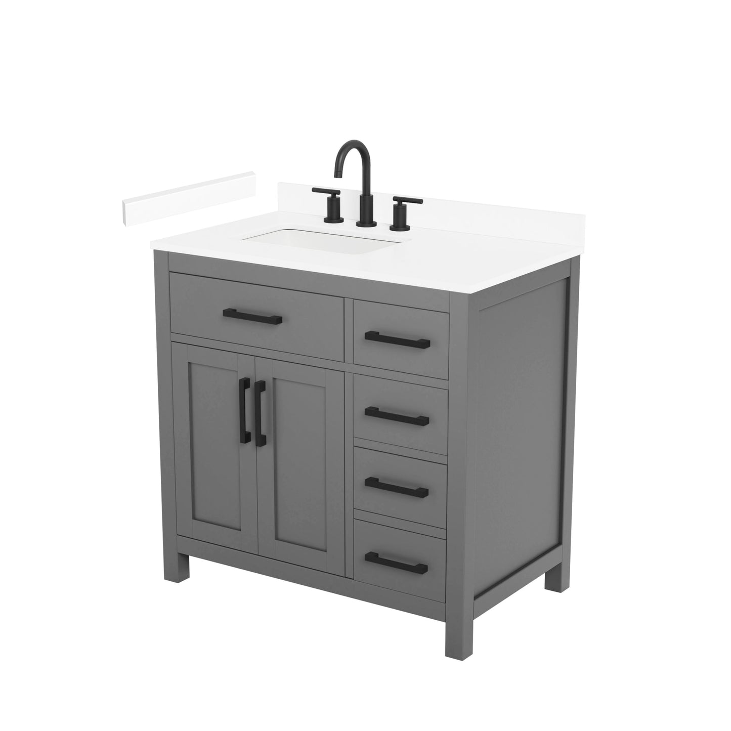 Beckett Bathroom Vanity with Countertop 36 inch Single Sink 3-hole Faucet Setup