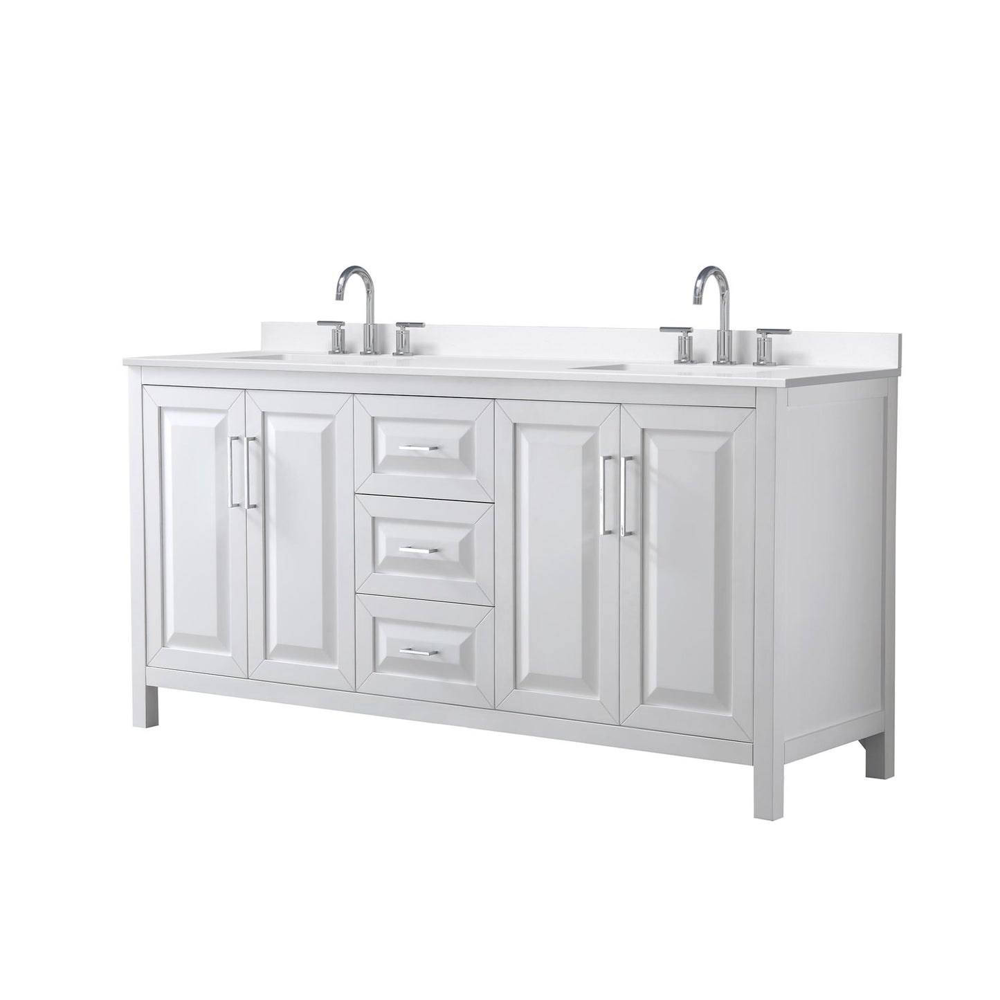 Daria Bathroom Vanity with Countertop 72 inch Double Sink 3-hole Faucet Setup