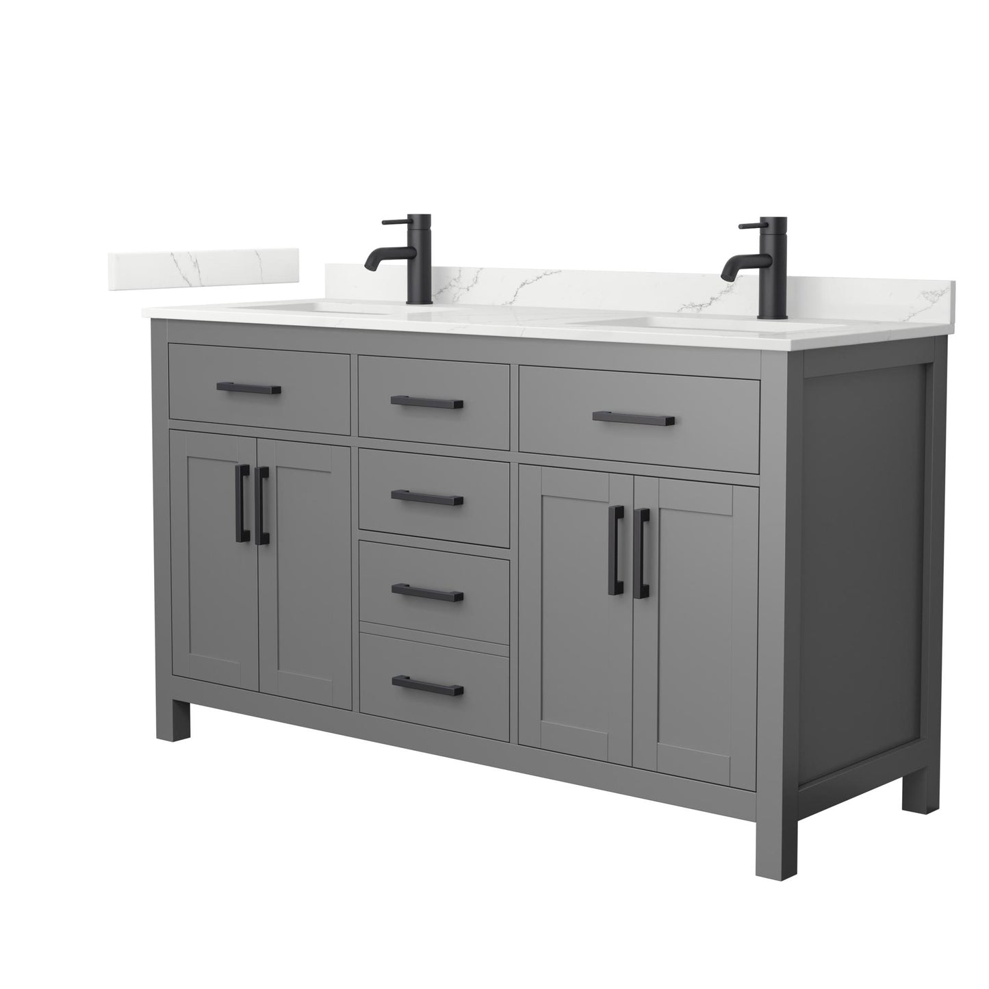 Beckett Bathroom Vanity with Countertop 60 inch Double Sink Single hole Faucet Setup