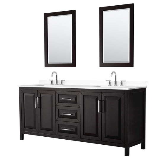 Daria Bathroom Vanity with Countertop 80 inch Double Sink 3-hole Faucet Setup