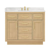 Custom image for Rift Oak with Brushed Gold Trim / White Quartz / No Mirror