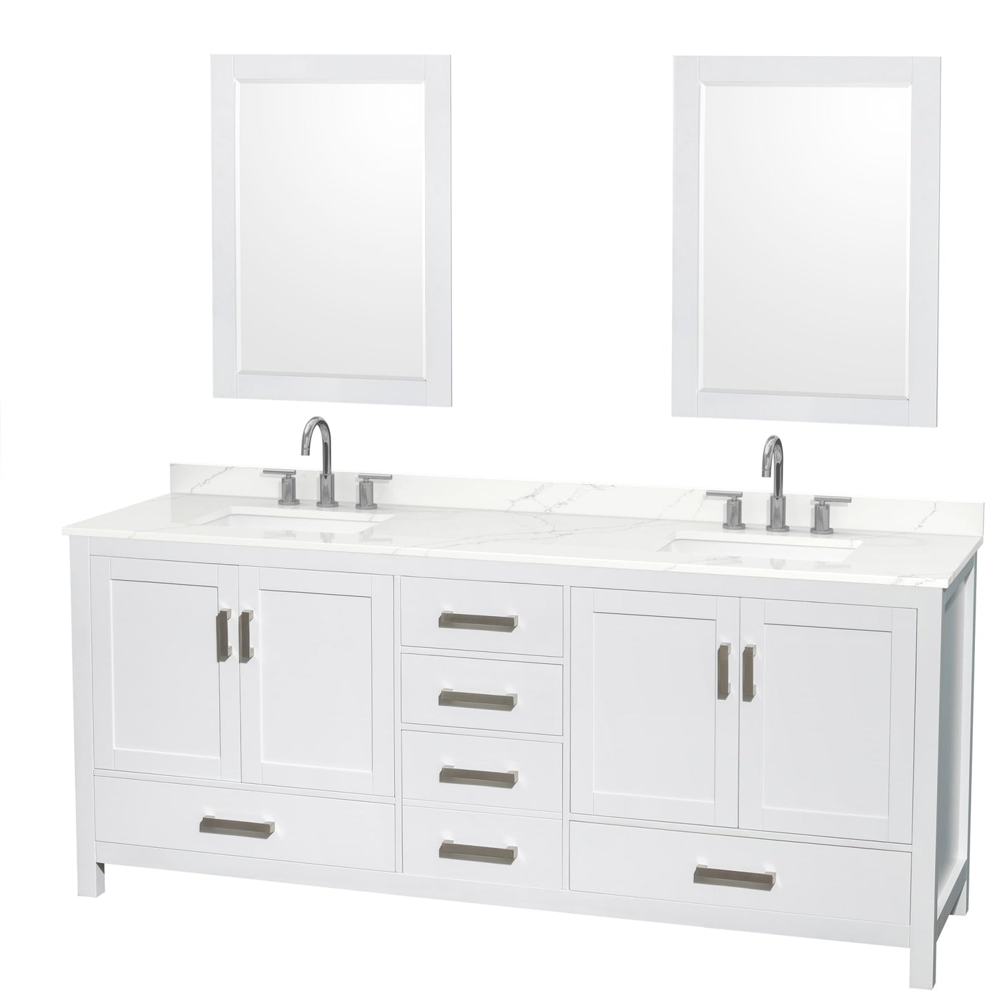 Sheffield Bathroom Vanity with Countertop 80 inch Double Sink 3-hole Faucet Setup