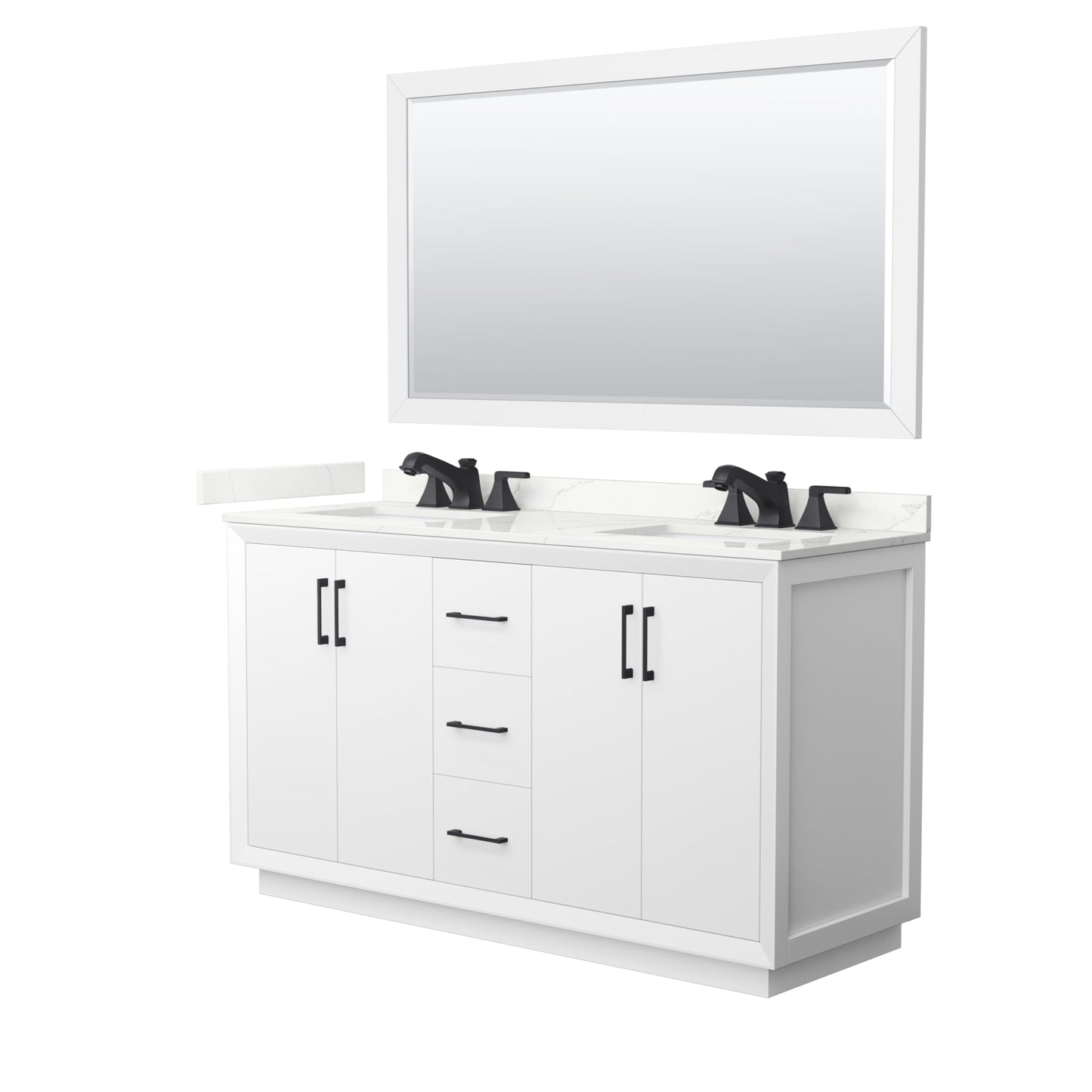 Strada Bathroom Vanity with Countertop 60 inch Double Sink 3-hole Faucet Setup