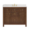 Custom image for Dark Walnut with Brushed Gold Trim / Giotto Quartz / No Mirror