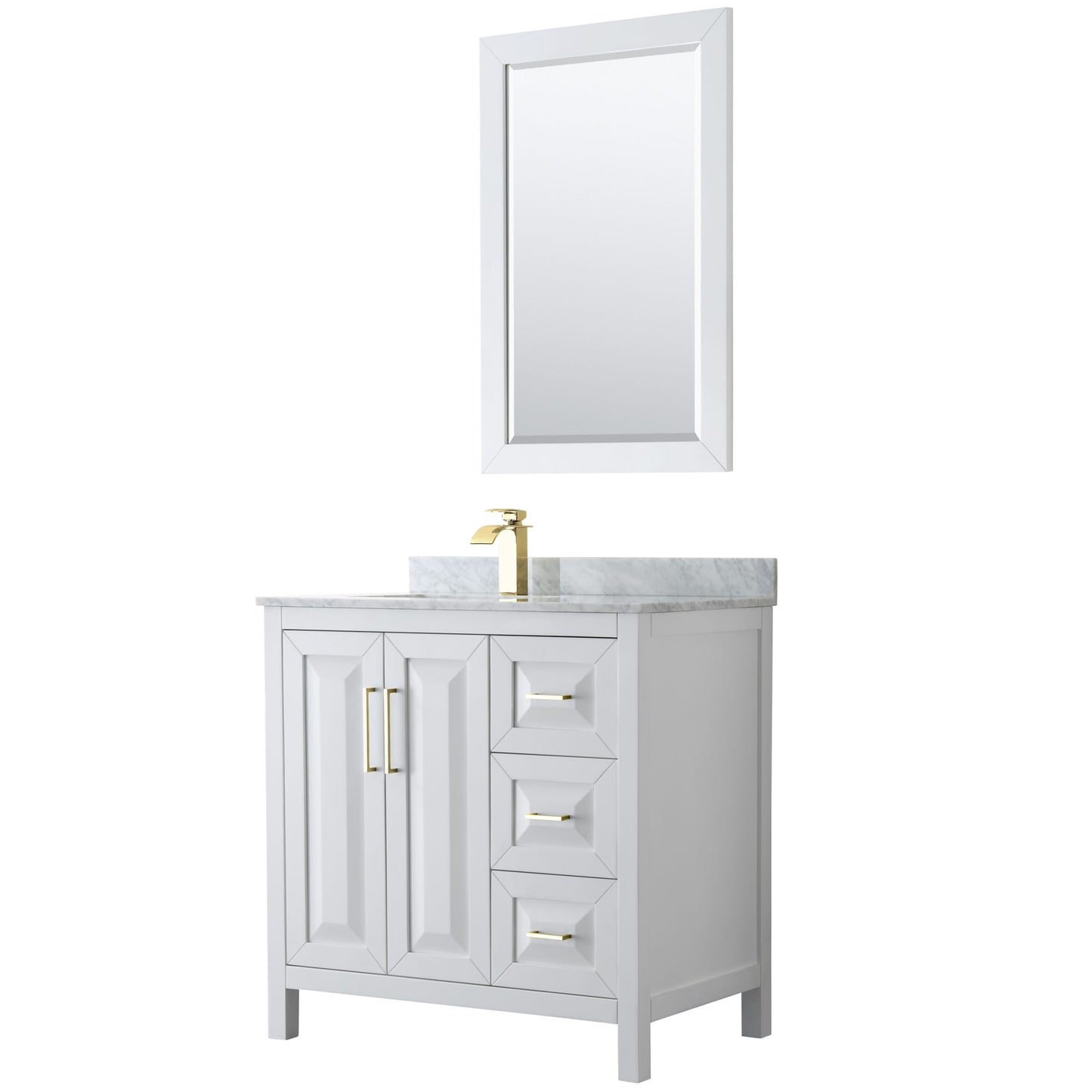 Daria Bathroom Vanity with Countertop 36 inch Single Sink Single hole Faucet Setup