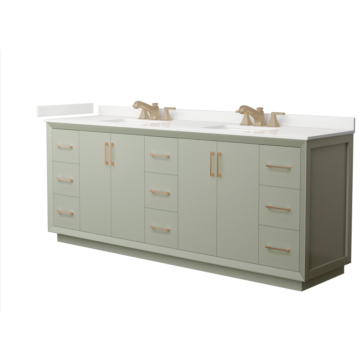 Strada Bathroom Vanity with Countertop 84 inch Double Sink 3-hole Faucet Setup