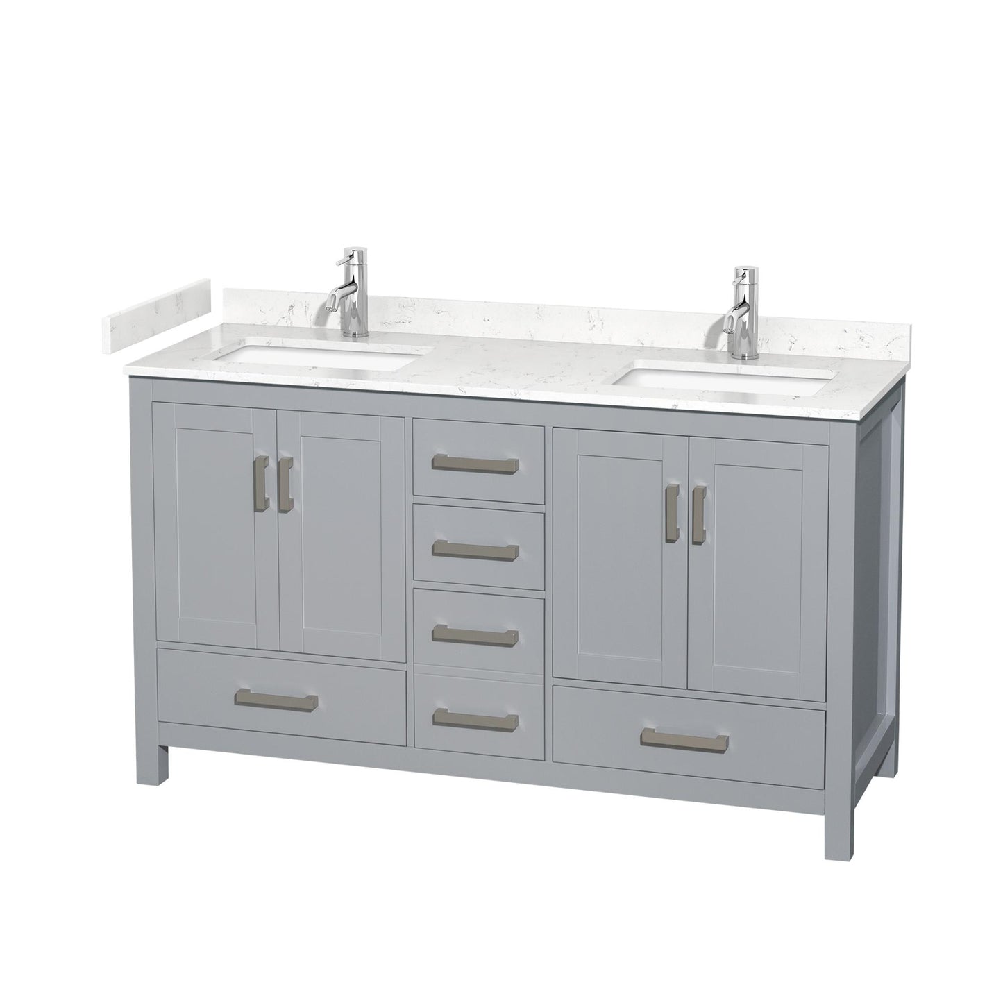 Sheffield Bathroom Vanity with Countertop 60 inch Double Sink Single hole Faucet Setup