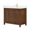 Custom image for Dark Walnut with Brushed Gold Trim / White Cultured Marble / No Mirror
