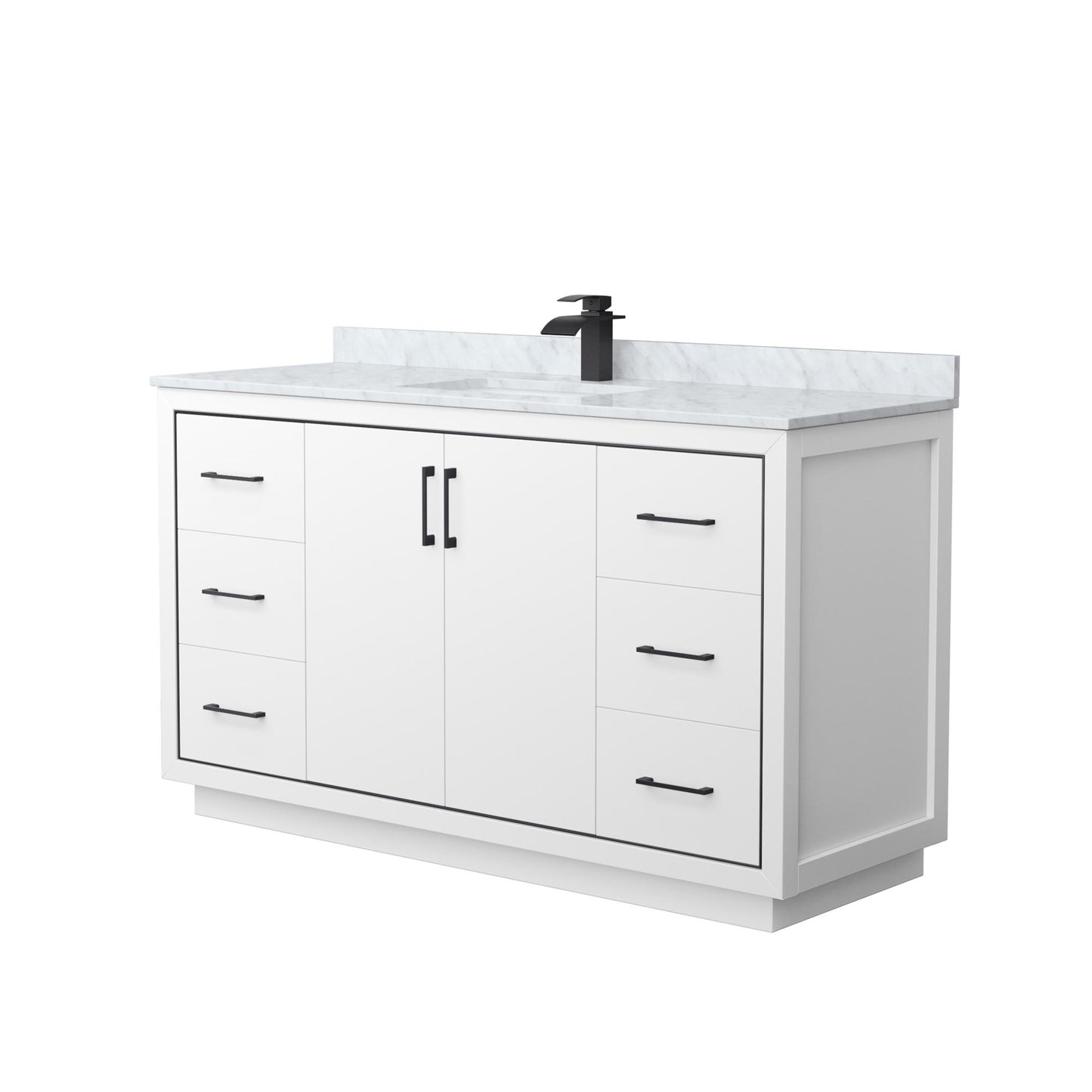 Icon Bathroom Vanity with Countertop 60 inch Single Sink Single hole Faucet Setup