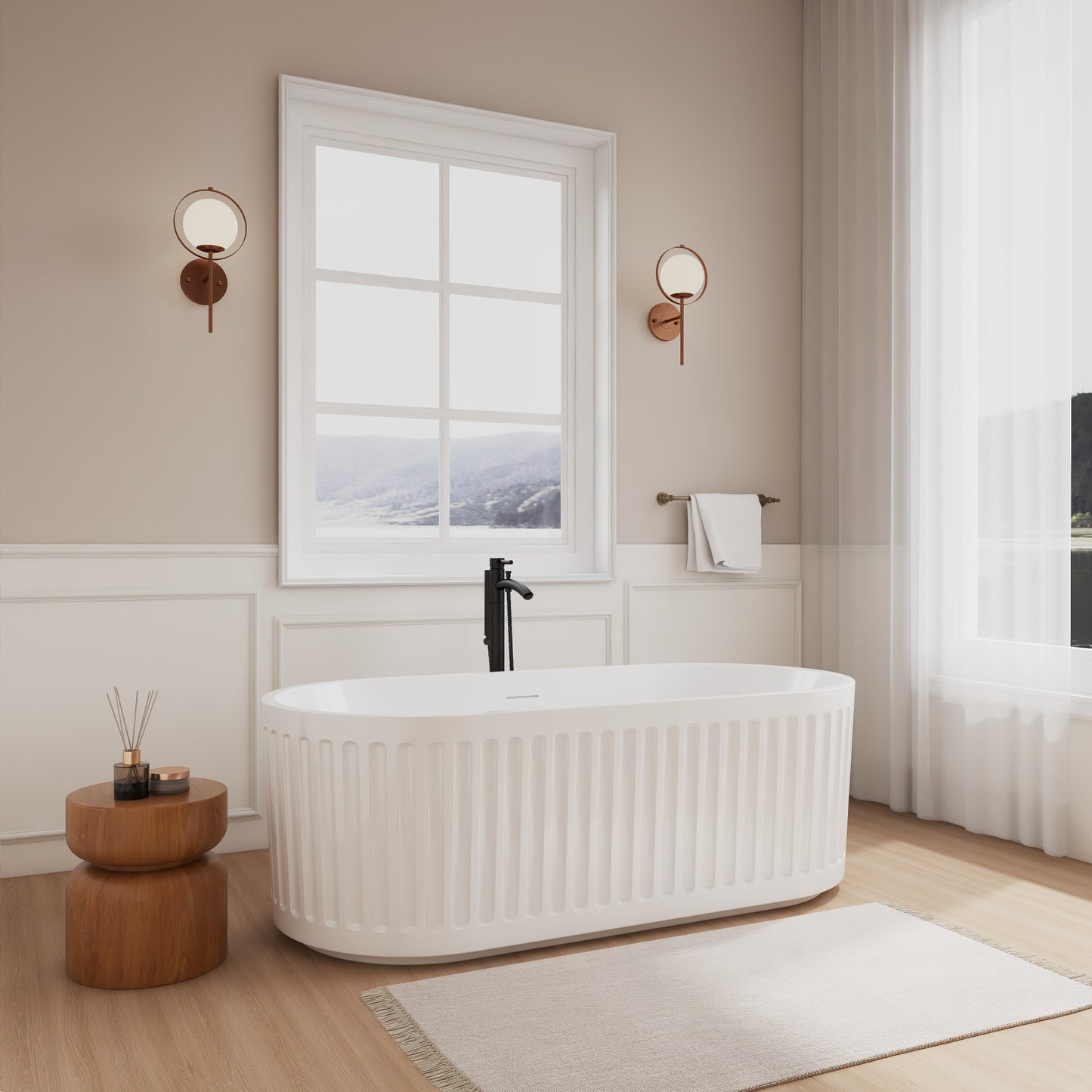 Carmela Freestanding Acrylic Bathtub With Faucet 67 inch