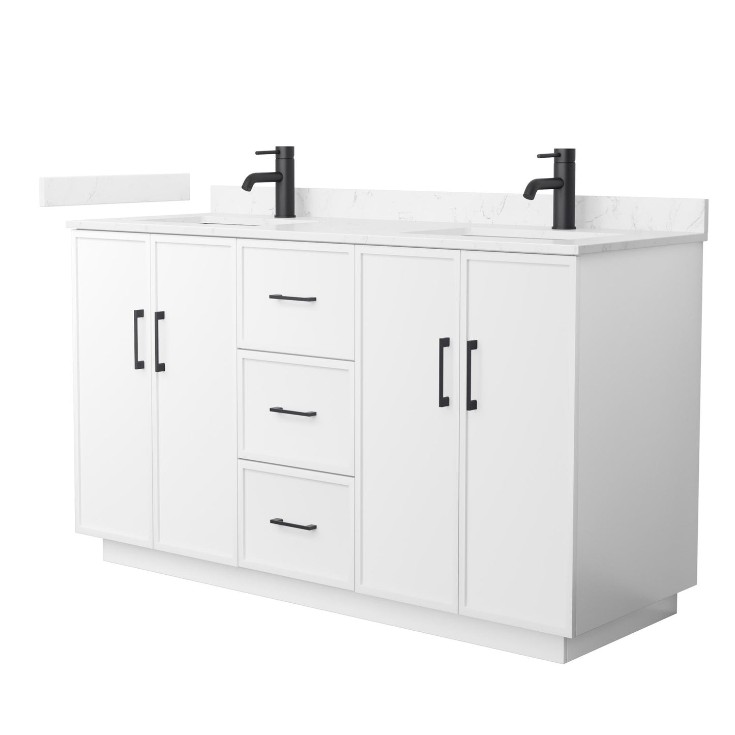 Elan TK Bathroom Vanity with Countertop 60 inch Double Sink Single hole Faucet Setup