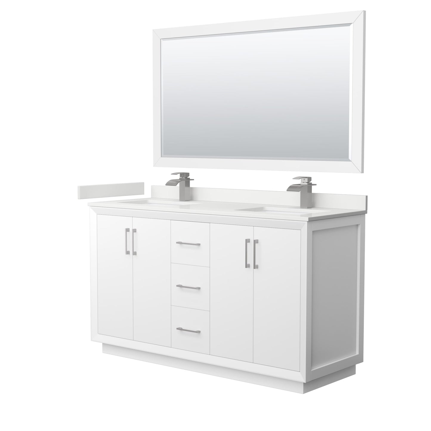 Strada Bathroom Vanity with Countertop 60 inch Double Sink Single hole Faucet Setup
