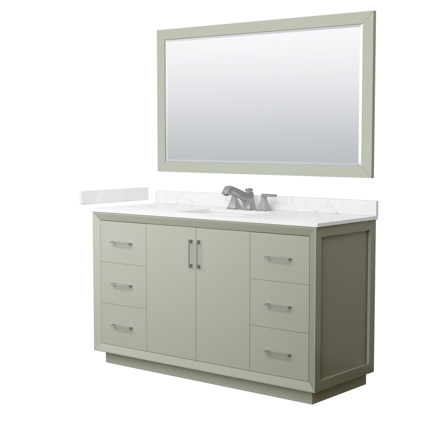 Strada Bathroom Vanity with Countertop 60 inch Single Sink 3-hole Faucet Setup