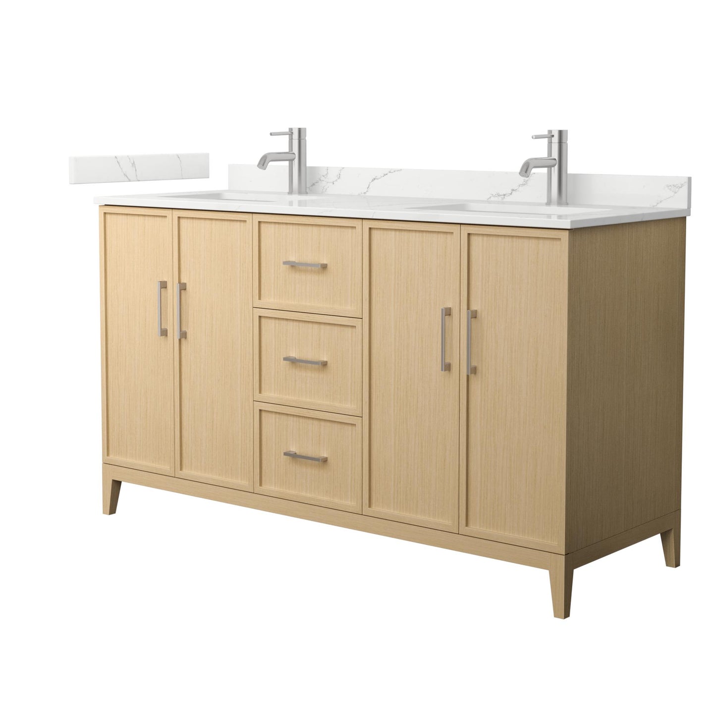 Elan Bathroom Vanity with Countertop 60 inch Double Sink Single hole Faucet Setup