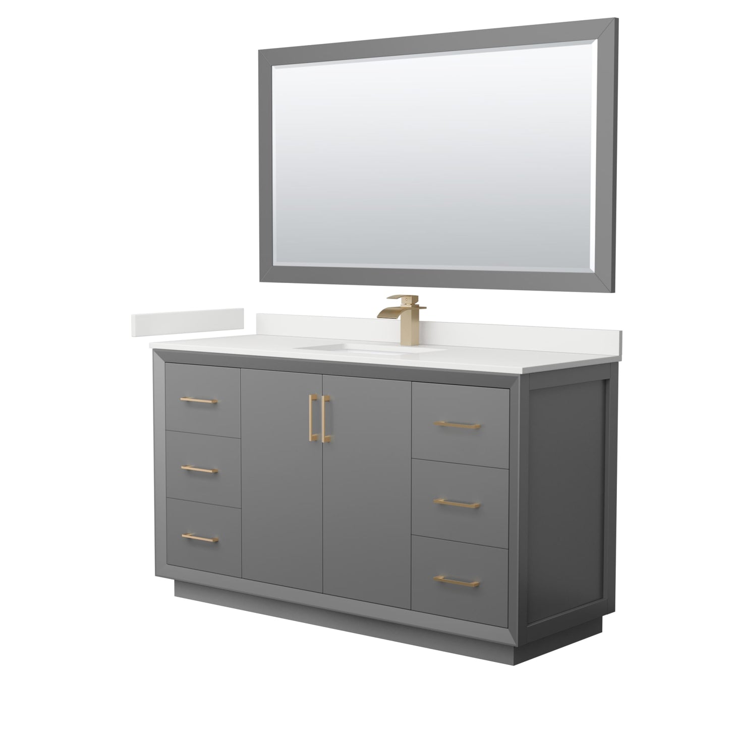 Strada Bathroom Vanity with Countertop 60 inch Single Sink Single hole Faucet Setup