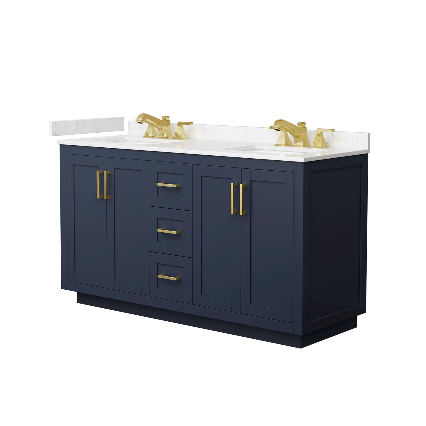 Miranda Bathroom Vanity with Countertop 60 inch Double Sink 3-hole Faucet Setup