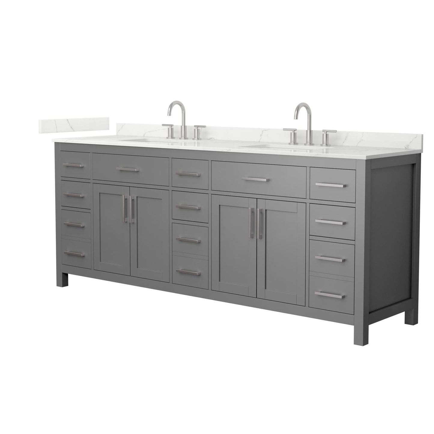 Beckett Bathroom Vanity with Countertop 84 inch Double Sink 3-hole Faucet Setup