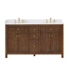 Custom image for Dark Walnut with Brushed Gold Trim / White Cultured Marble / No Mirror
