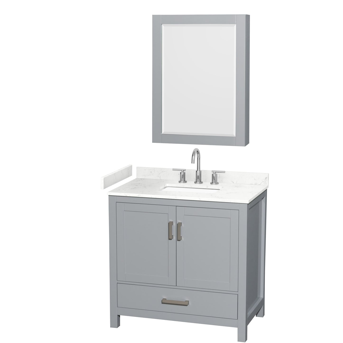 Sheffield Bathroom Vanity with Countertop 36 inch Single Sink 3-hole Faucet Setup