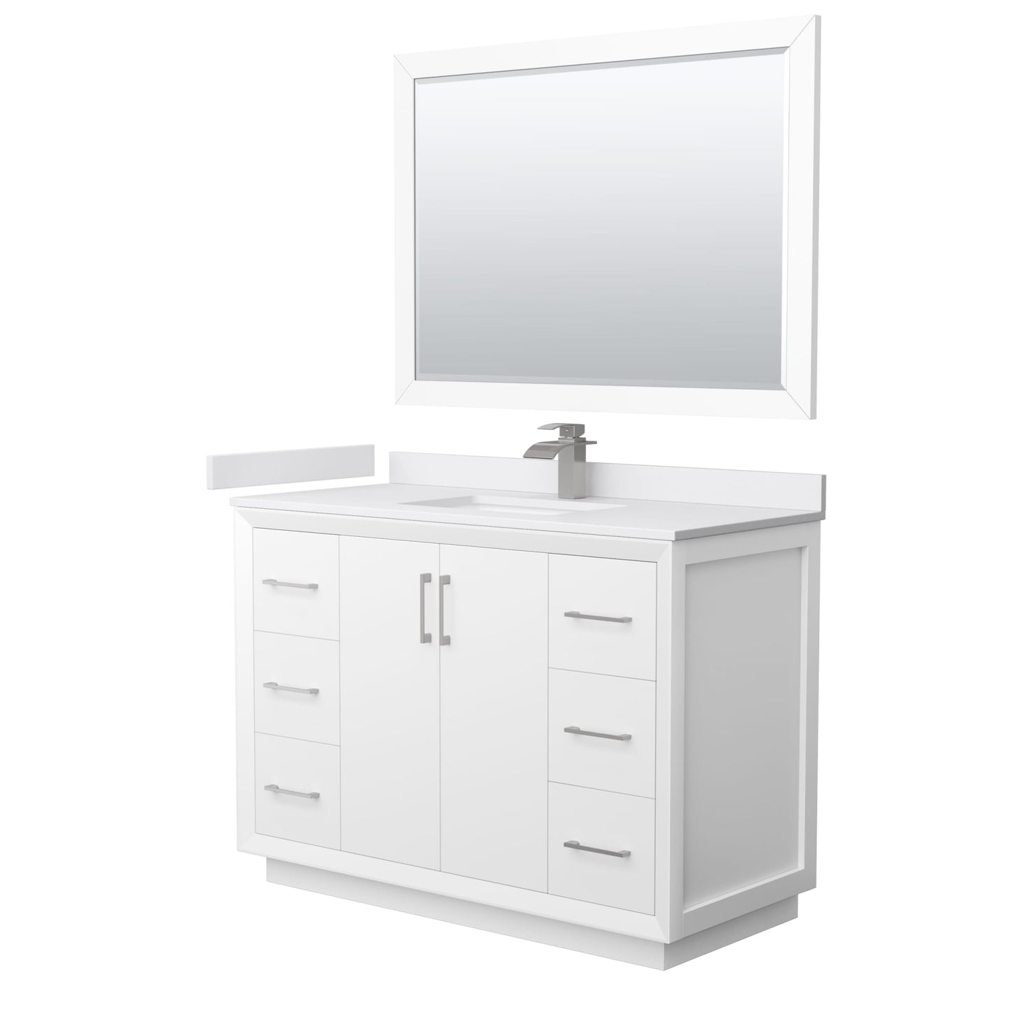 Strada Bathroom Vanity with Countertop 48 inch Single Sink Single hole Faucet Setup