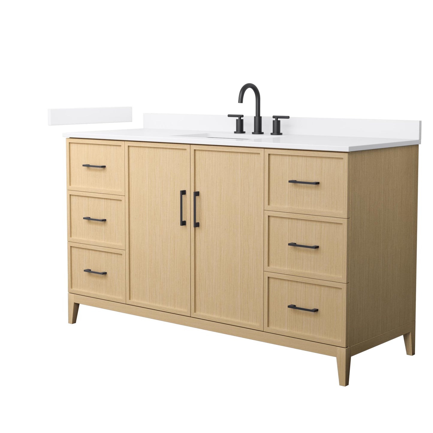 Elan Bathroom Vanity with Countertop 60 inch Single Sink 3-hole Faucet Setup