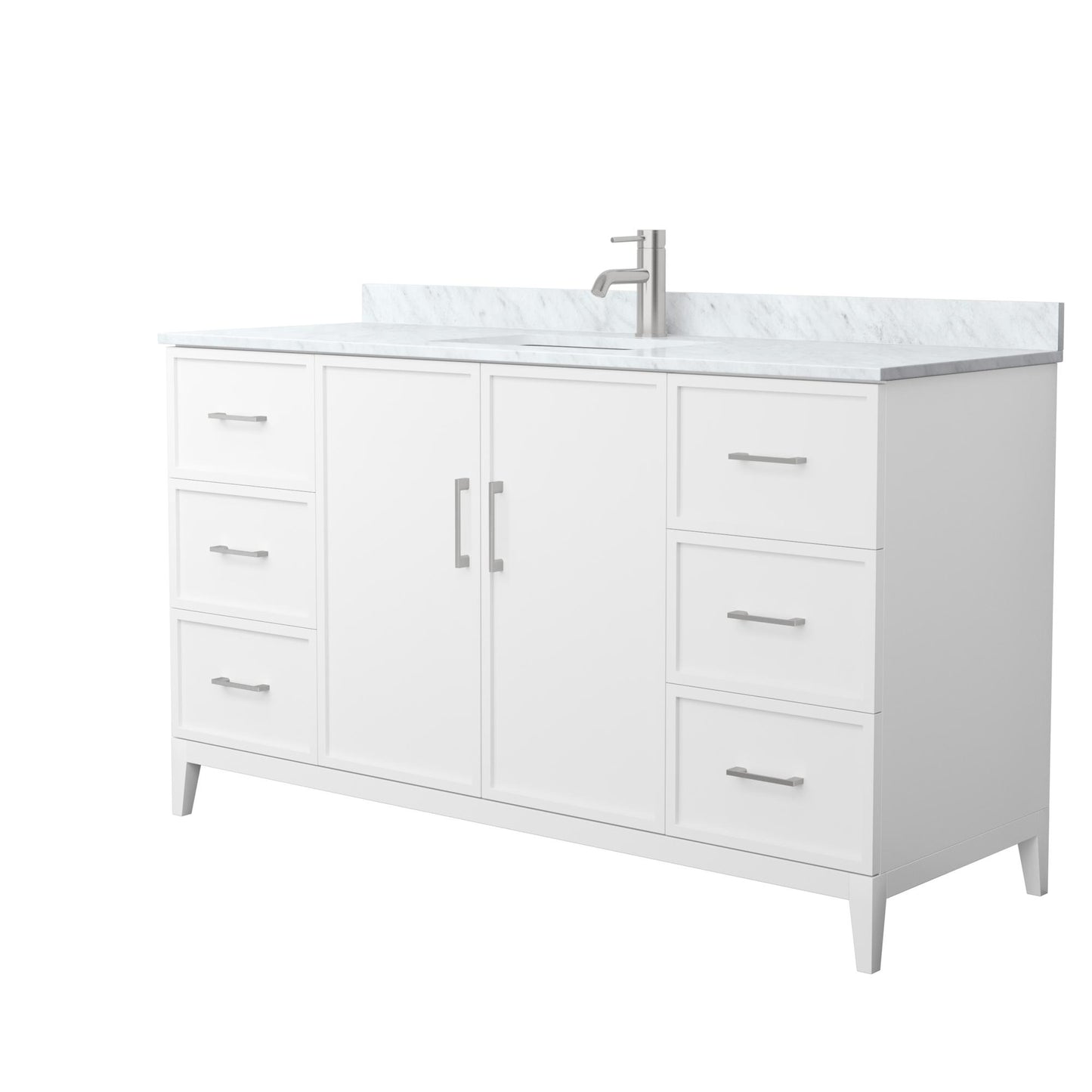 Elan Bathroom Vanity with Countertop 60 inch Single Sink Single hole Faucet Setup
