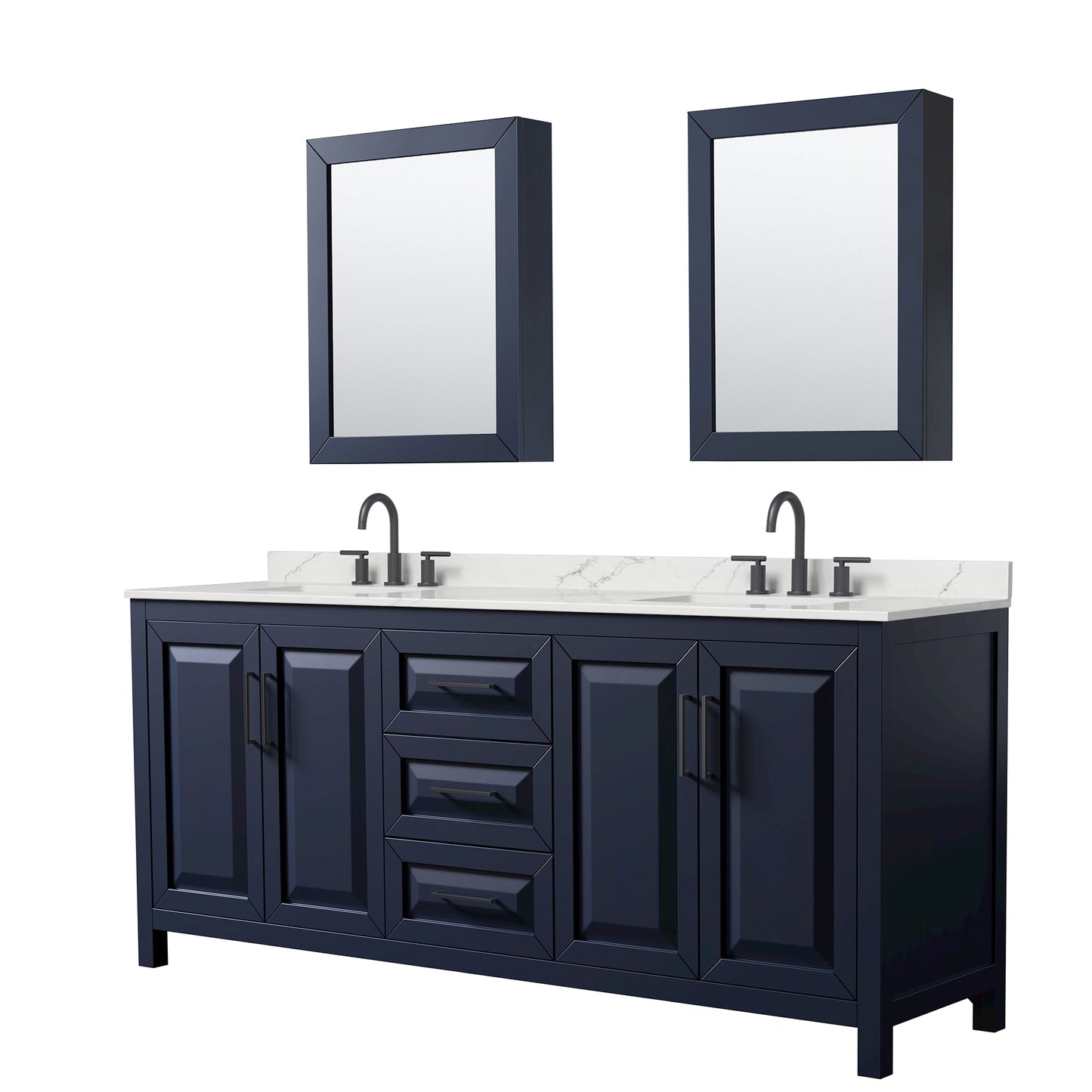 Daria Bathroom Vanity with Countertop 80 inch Double Sink 3-hole Faucet Setup
